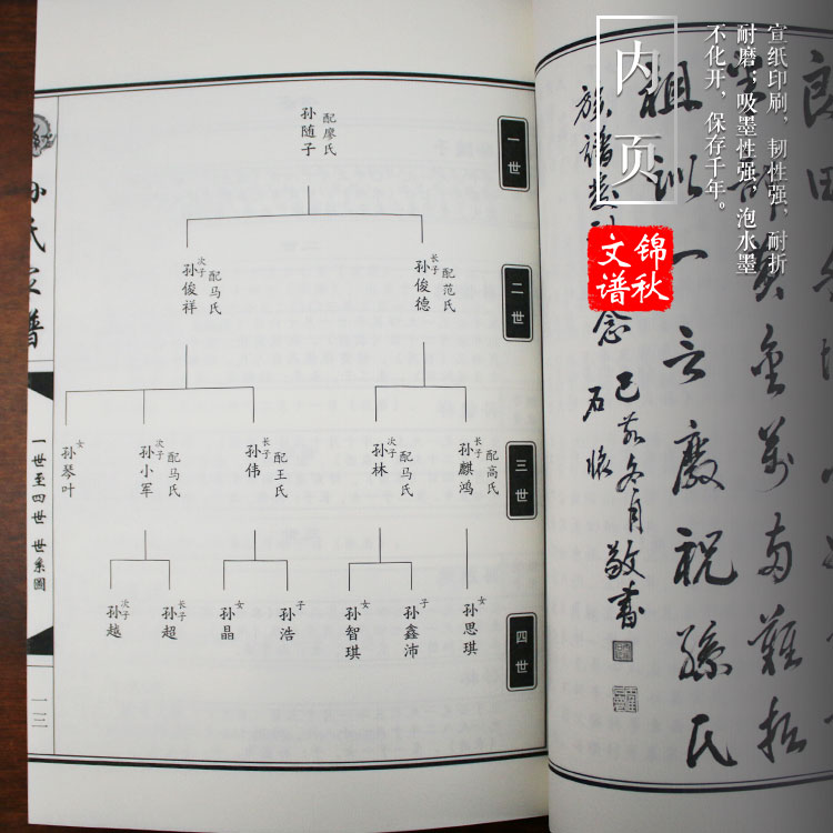 甘肅省禮縣寬川鄉(xiāng)大樹(shù)村孫氏家譜宣紙內(nèi)頁(yè)